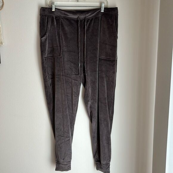 House of Harlow 1960 Women velour track suit jogger pants slate charcoal gray XL - Picture 2 of 15